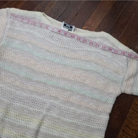 Vintage 70s Pastel Knit Short Sleeve Top Small - Picture 10 of 14